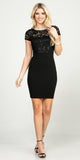 Short Pencil Dress Black Short Sleeve Lace Top Form Fit