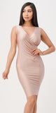 V-Neck Rosy Cheek Shimmering Cocktail Dress Sleeveless