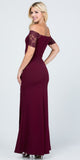 La Scala 25612 Long Mermaid Burgundy Dress Off Shoulder Lace Sleeve