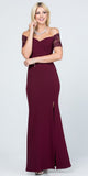 La Scala 25612 Long Mermaid Burgundy Dress Off Shoulder Lace Sleeve