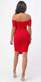 La Scala 25892 Short Body Con Cocktail Red Dress Off Shoulder Form Fit