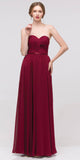 Sweetheart Neck Ruched Bodice Long A Line Burgundy Gown