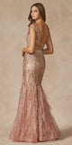 Juliet 286 Floor Length Feather Skirt Embellished Fitted Prom Dress