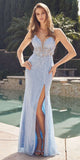 Juliet 289 Long Machine Sequin Gown with Corset Bodice Prom Gown
