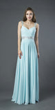 J&J Fashion USA 3007 Embellished Long A-line Formal Dress Aqua