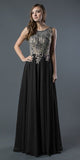 Black Long Prom Dress with Appliqued Bodice