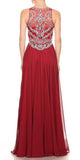 Wine Beaded Long Prom Dress Sleeveless