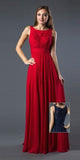 Red A-line Long Formal Dress Bateau Neckline