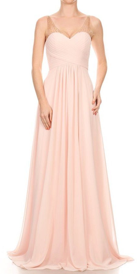Blush Long Formal Dress with Sweetheart Neckline
