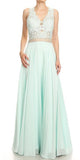 Cut-Out Back A-Line Long Prom Dress Aqua