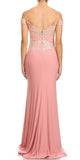 Off-Shoulder Appliqued Long Formal Dress Dusty Rose