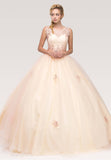 Illusion Lace Embellished Bodice Quinceanera Dress Blush/Champagne