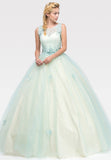 Illusion Lace Embellished Bodice Quinceanera Dress Mint/Champagne