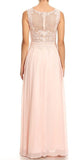 Blush Appliqued Bodice Long Formal Dress Sleeveless