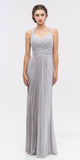 Ruched Sweetheart Neckline Floor Length Bridesmaids Dress Silver