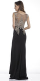 Cinderella Divine 35 Illusion Bateau Neck Embroidered Bodice Black Floor Length Prom Dress