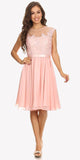 Appliqued Bodice Wedding Guest A-Line Dress Knee-Length Dusty Pink