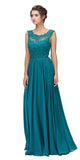 Jade Floor Length Formal Dress Lace Illusion Bodice