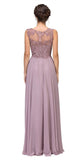 Mocha Floor Length Formal Dress Lace Illusion Bodice
