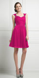 Cinderella Divine 3832 Fuchsia Chiffon Thick Strap Sweetheart Neckline Short Cocktail Dress