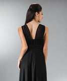 Cinderella Divine 3915 Chiffon Bridesmaid Black Back View Dress Knee Length Empire Waist