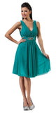Cinderella Divine 3915 Chiffon Bridesmaid Jade Dress Knee Length Empire Waist