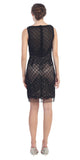 Bodycon Corded Lace Sleeveless Short Cocktail Dress Black/Blush