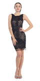 Bodycon Corded Lace Sleeveless Short Cocktail Dress Black/Nude