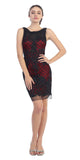 Bodycon Corded Lace Sleeveless Short Cocktail Dress Black/Red