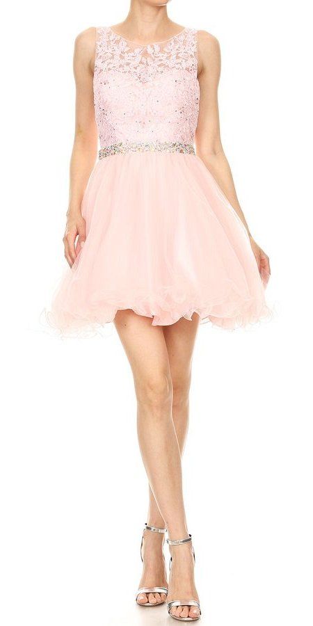Embellished Waist Blush Homecoming Short Dress