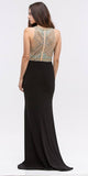 Black Beaded Bodice Mermaid Jersey Skirt Long Prom Dress