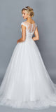 DeKlaire Bridal 425 Illusion Boat Neckline Cap Sleeve A-Line Court Train Wedding Dress Lace Sequins Applique.