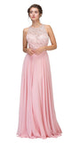 Blush Beaded Floor Length Formal Dress Cut-Out Back