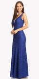 Lace Mermaid Evening Gown V-Neck with Mesh Panel Royal Blue