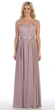 Celavie 5016 - Floor Length A Line Mocha Evening Dress Cap Sleeve Chiffon