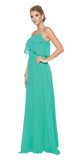 Kelly Green Long Bridesmaid Dress Ruffled Bodice