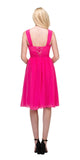 Fuchsia Short Wedding-Guest Dress Ruched-Bodice