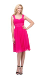 Fuchsia Short Wedding-Guest Dress Ruched-Bodice
