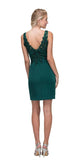 Hunter Green Short Party Dress with Lace Appliques