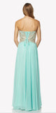 Light Jade Embroidered Bodice Long Formal Dress Lace Up Back