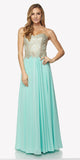Light Jade Embroidered Bodice Long Formal Dress Lace Up Back