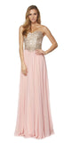 Rose Embroidered Bodice Long Formal Dress Lace Up Back