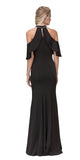Cold Shoulder High Neckline Mermaid Prom Gown Black