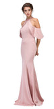 Cold Shoulder High Neckline Mermaid Prom Gown Blush