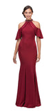 Cold Shoulder High Neckline Mermaid Prom Gown Burgundy