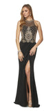 Juliet 614 Sexy Floor Length Formal Gown Black Cut Out Back Slit