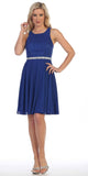 Celavie 6253 Scoop Neck Lace Top Knee-Length Cocktail Dress Royal Blue