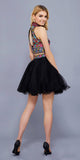 Black Embroidered Crop Top Two-Piece Homecoming Dress Keyhole Back