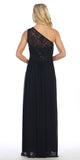 Celavie 6288 One Shoulder Rhinestones Waist Long Formal Dress Black