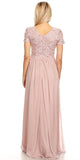 Celavie 6320L Mocha Short Sleeves Long Formal Dress Empire Waist